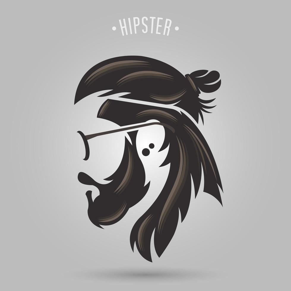 hombre hipster con cabello castaño, bigote y gafas vector