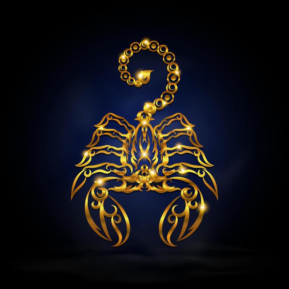 Gold scorpion zodiac symbol vector