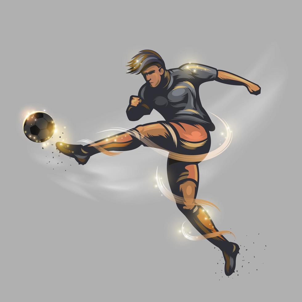 Soccer player power kicking a football 1864783 Vector Art at Vecteezy