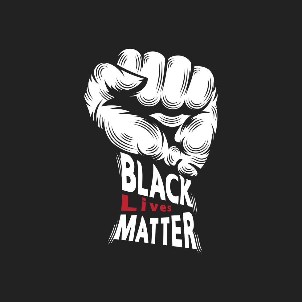Black lives matter sign with fist up vector
