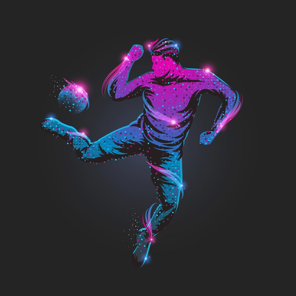 Abstract soccer player particles vector