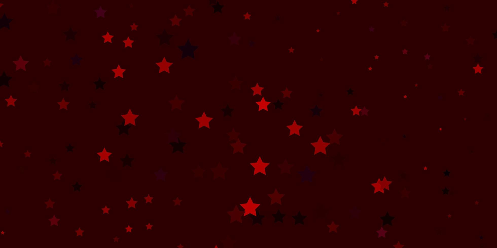 textura de vector rojo oscuro con hermosas estrellas