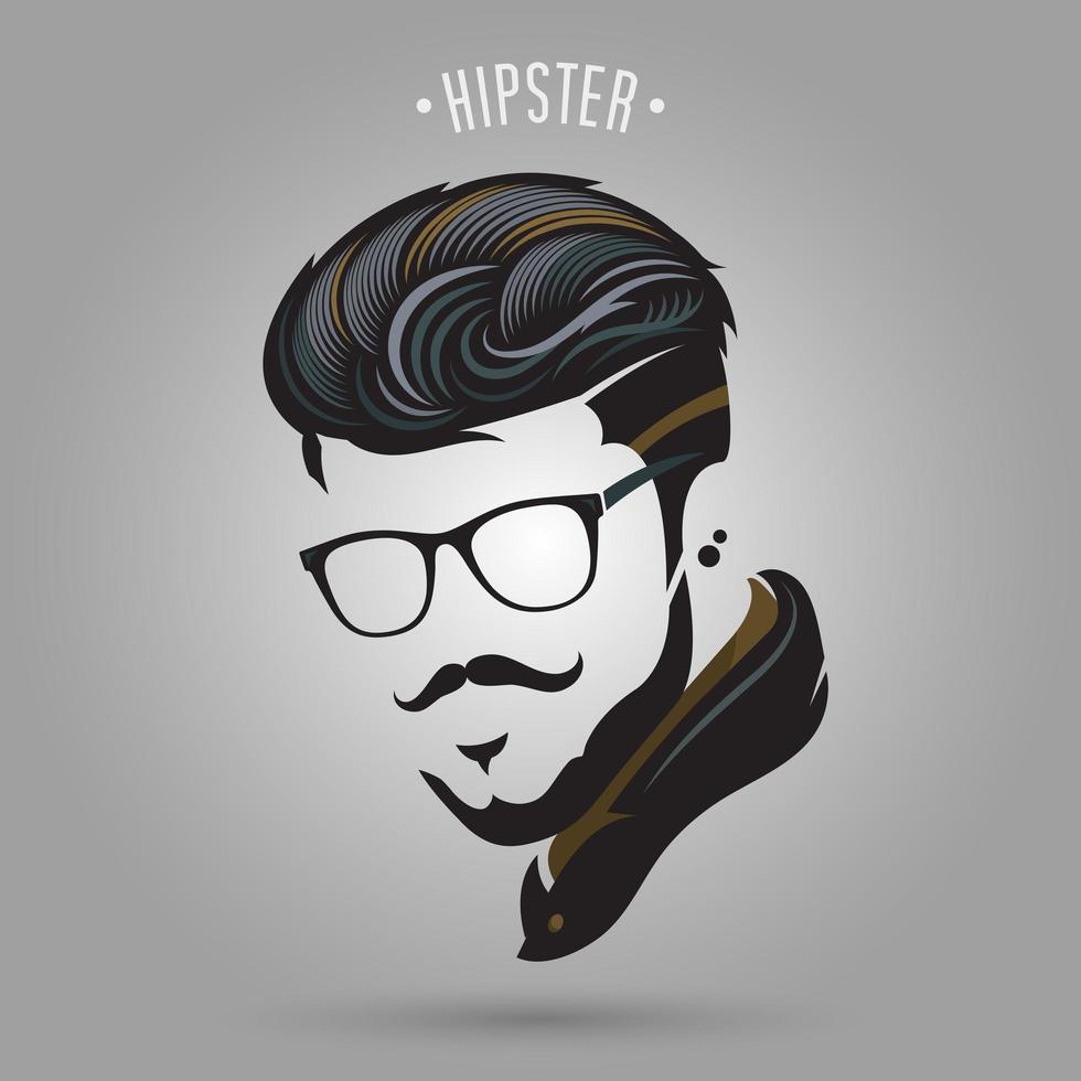 hombre hipster con bigote y gafas vector