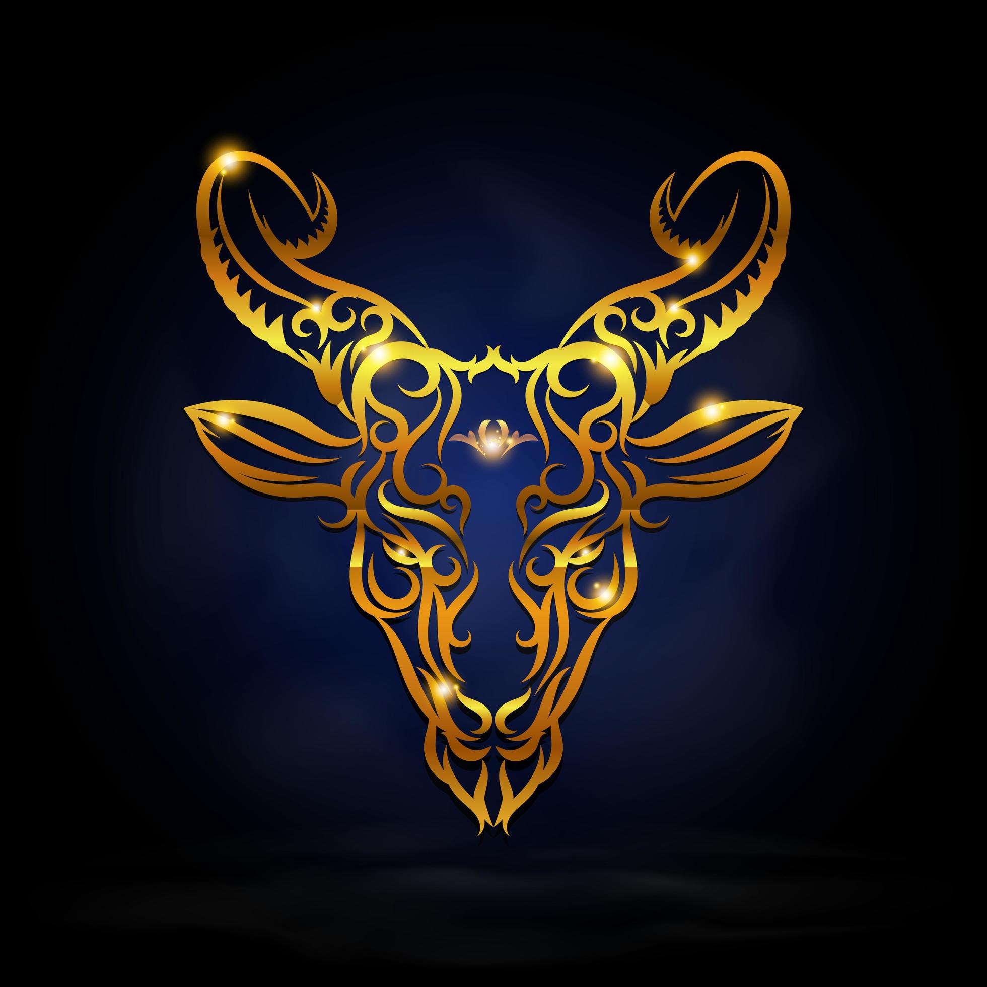 Gold capricorn zodiac symbol.