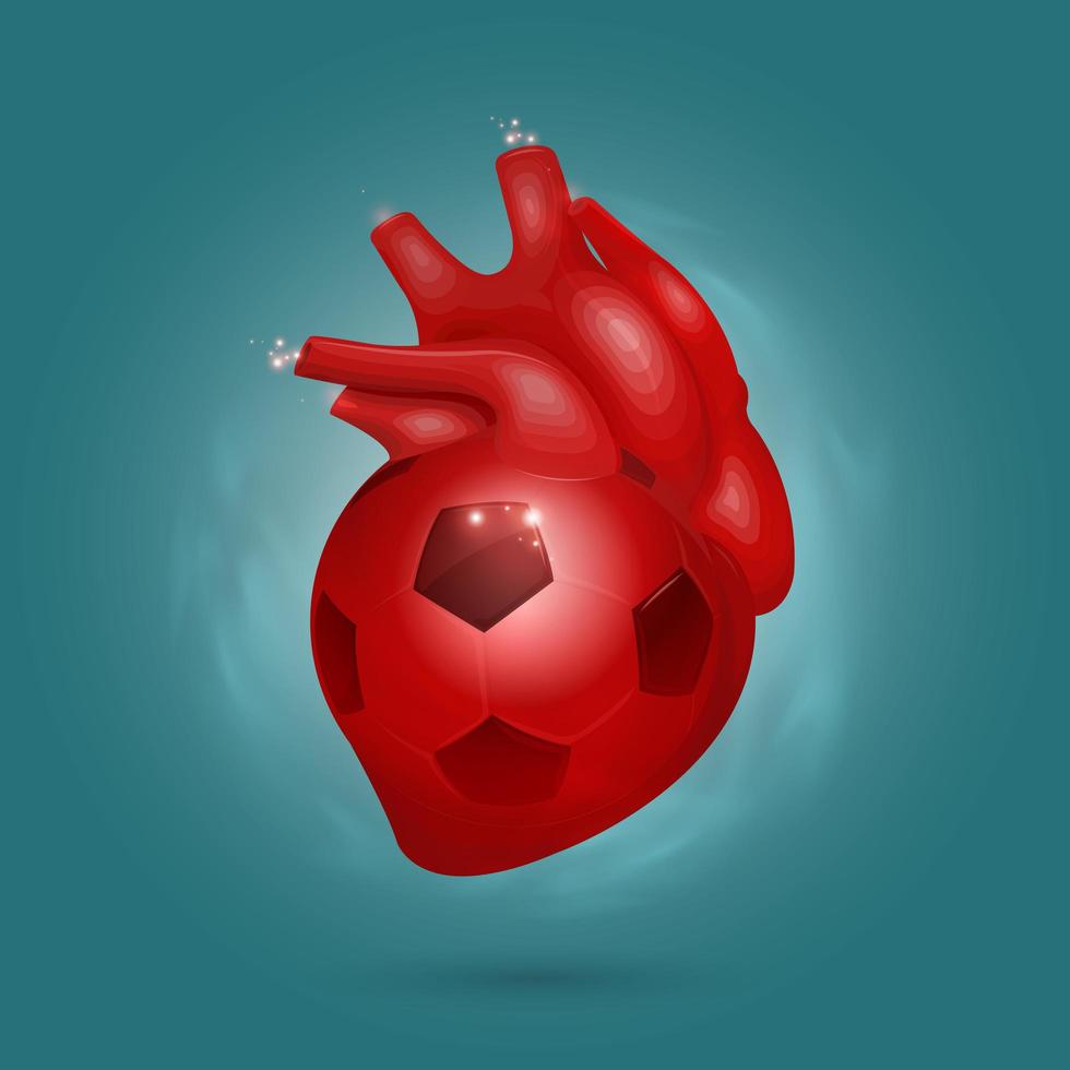 Red heart as a soccer ball vector