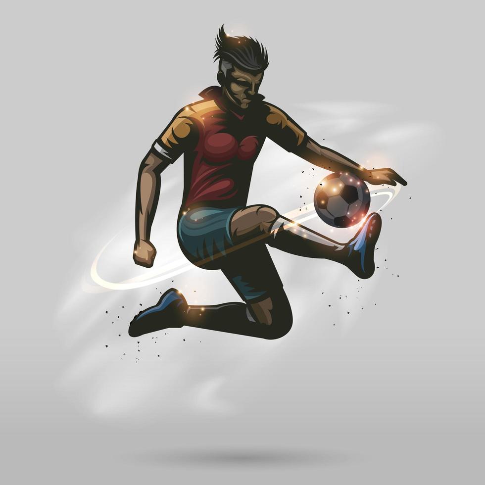 jugador de fútbol pateando una pelota de fútbol vector