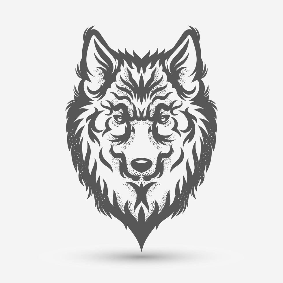 wolf head art brush vector