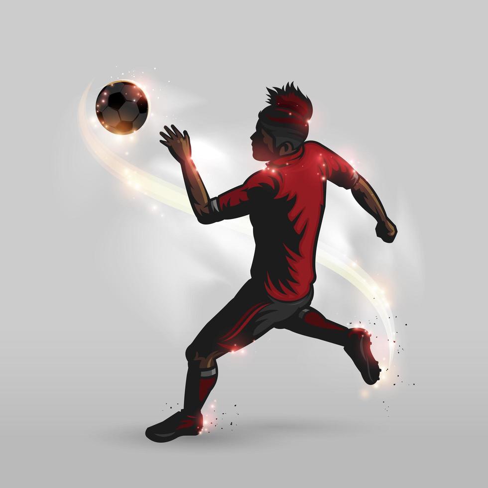 soccer player silhouette kicking a football vector