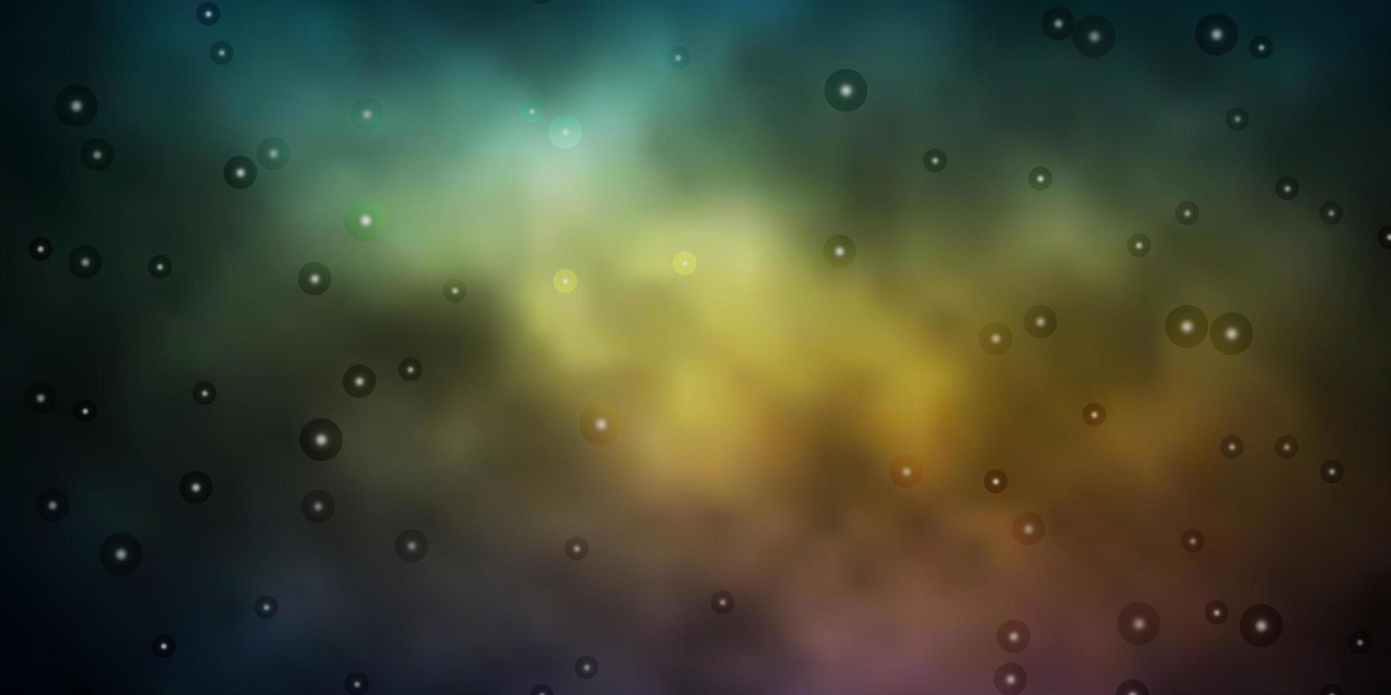 Fondo de vector azul oscuro, amarillo con estrellas de colores.