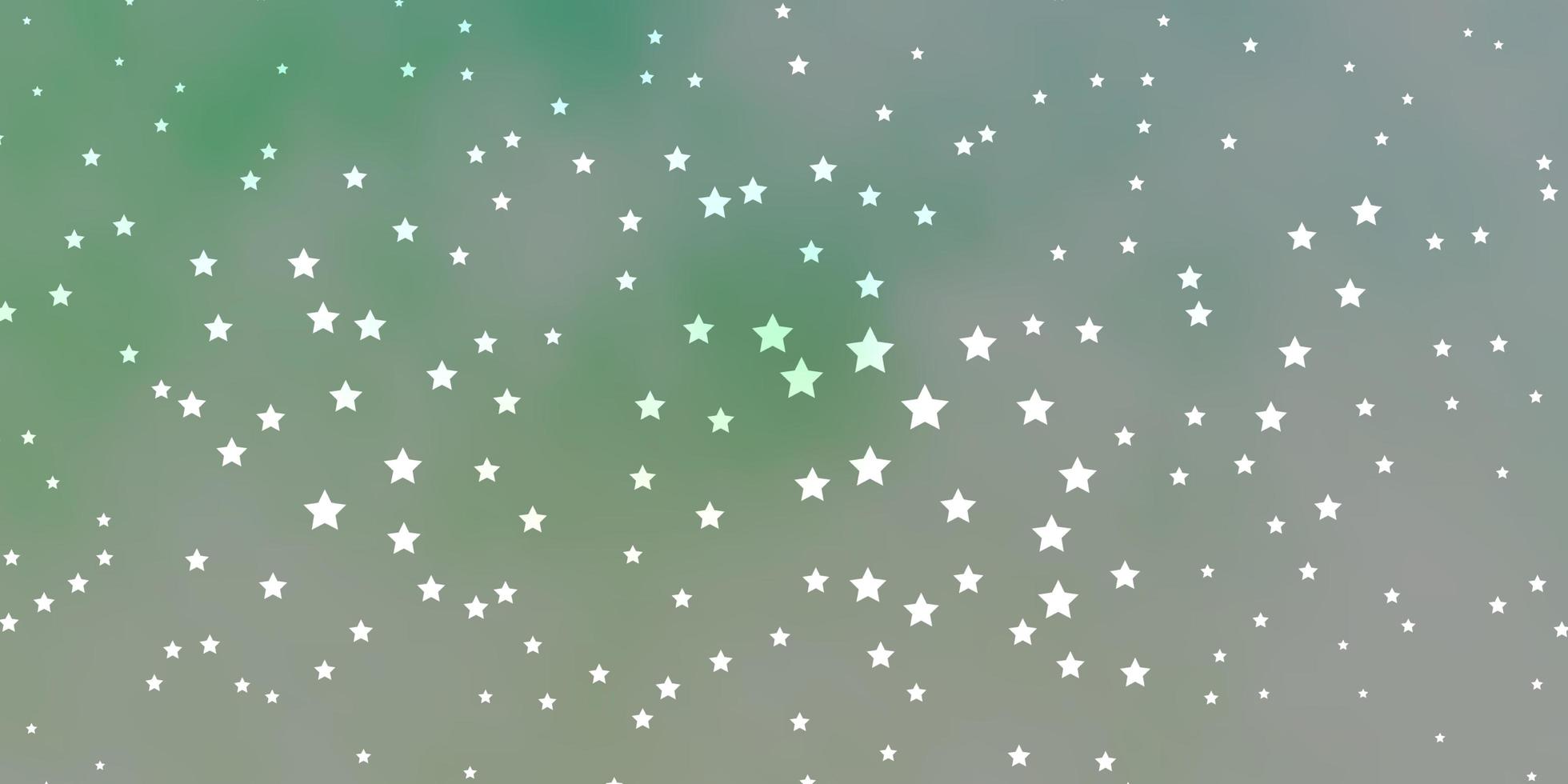 Fondo de vector verde oscuro con estrellas pequeñas y grandes.