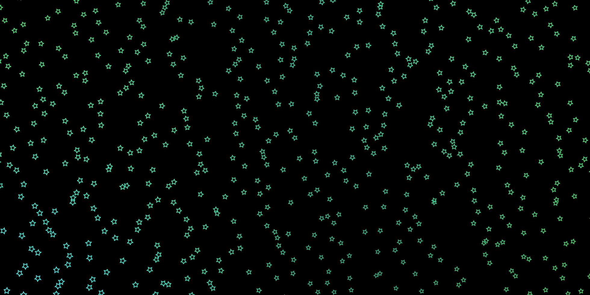 plantilla de vector verde oscuro con estrellas de neón.