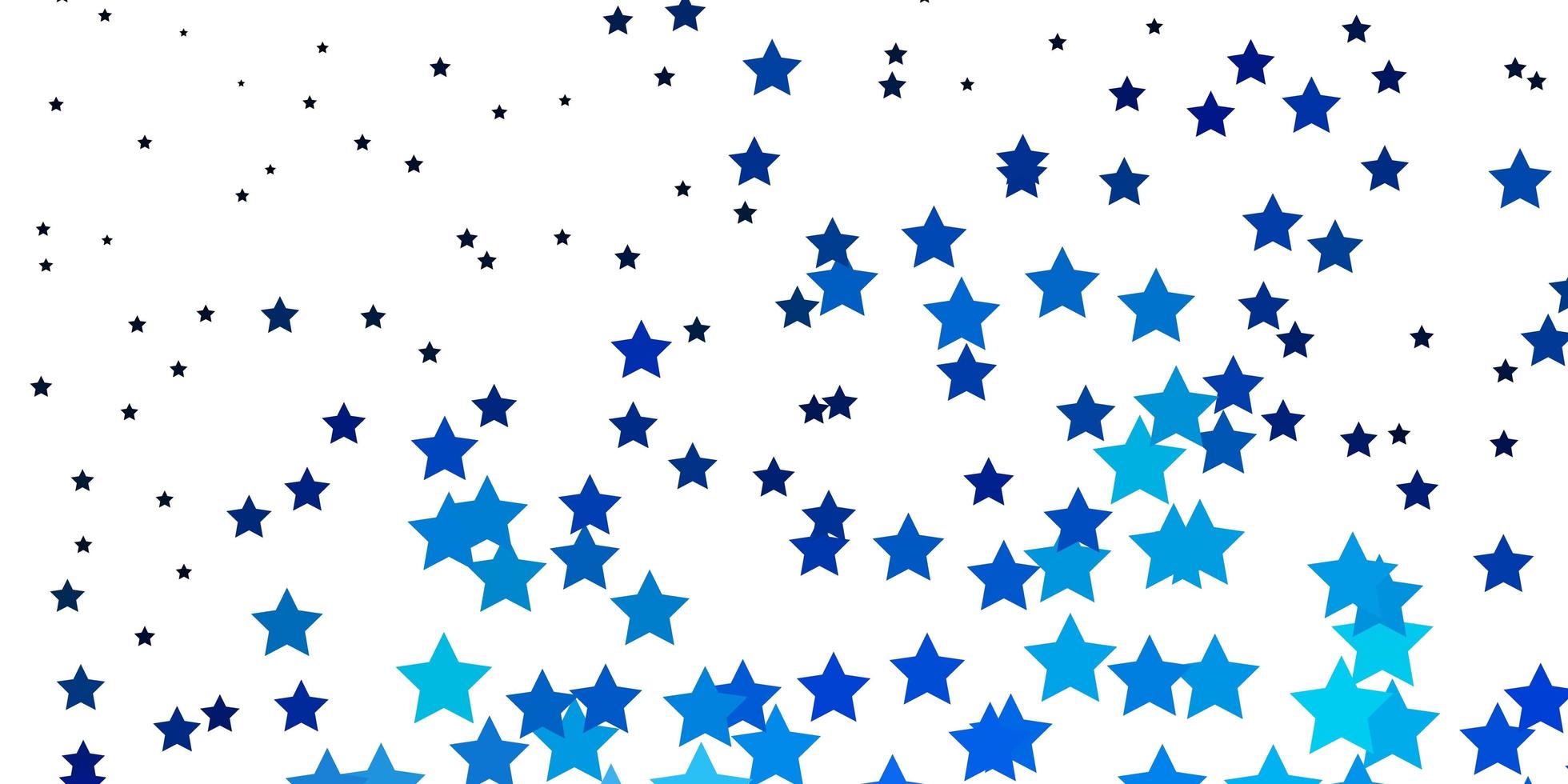 Fondo de vector azul claro con estrellas pequeñas y grandes.