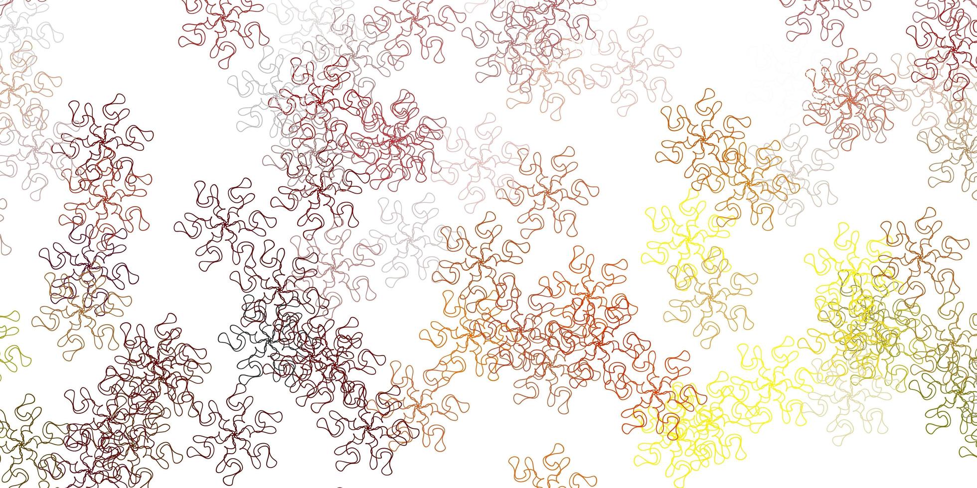 Light red, yellow vector doodle template with flowers.