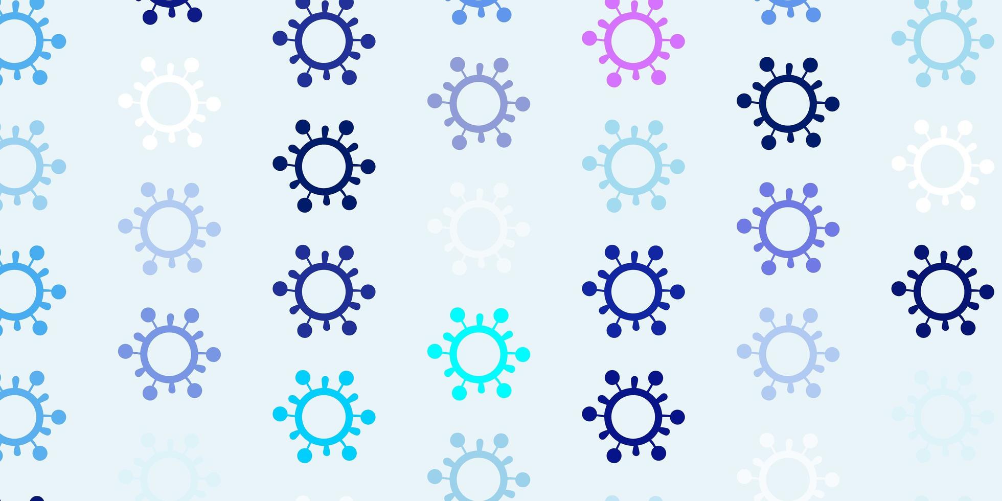 Fondo de vector rosa claro, azul con símbolos de virus