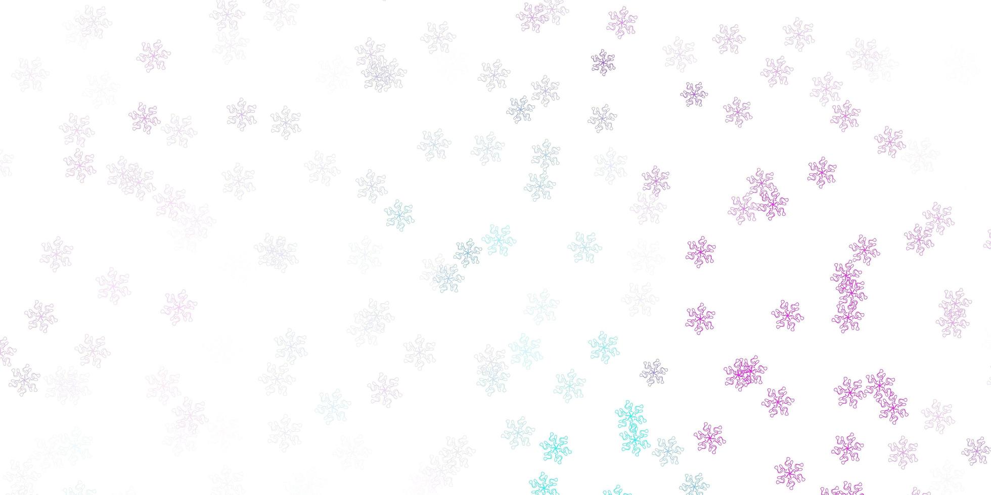 Fondo de doodle de vector rosa claro, azul con flores.