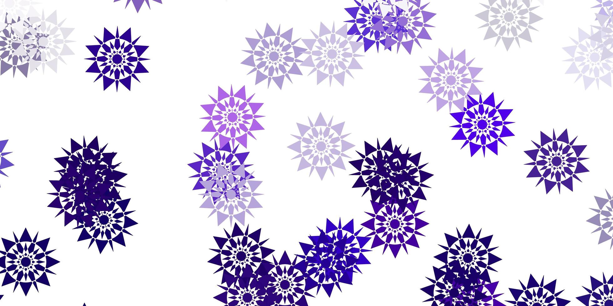 Light purple, pink vector pattern with colored snowflakes.