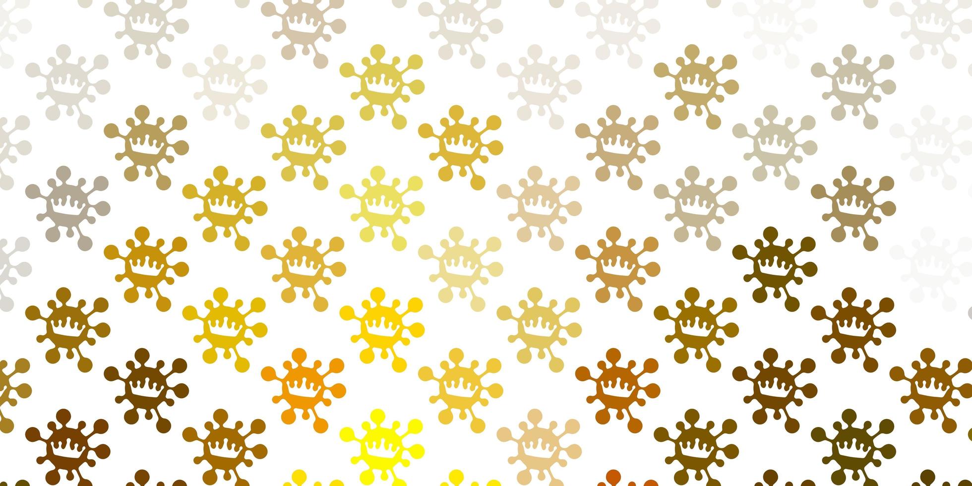 Light green, yellow vector background with covid-19 symbols.