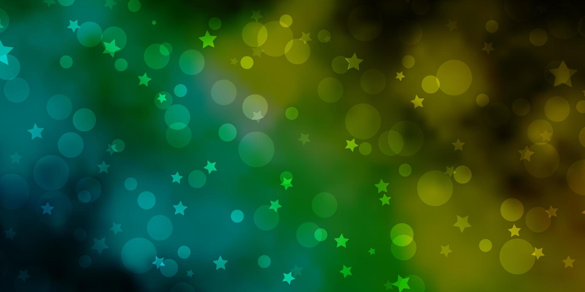 textura de vector azul claro, verde con círculos, estrellas.