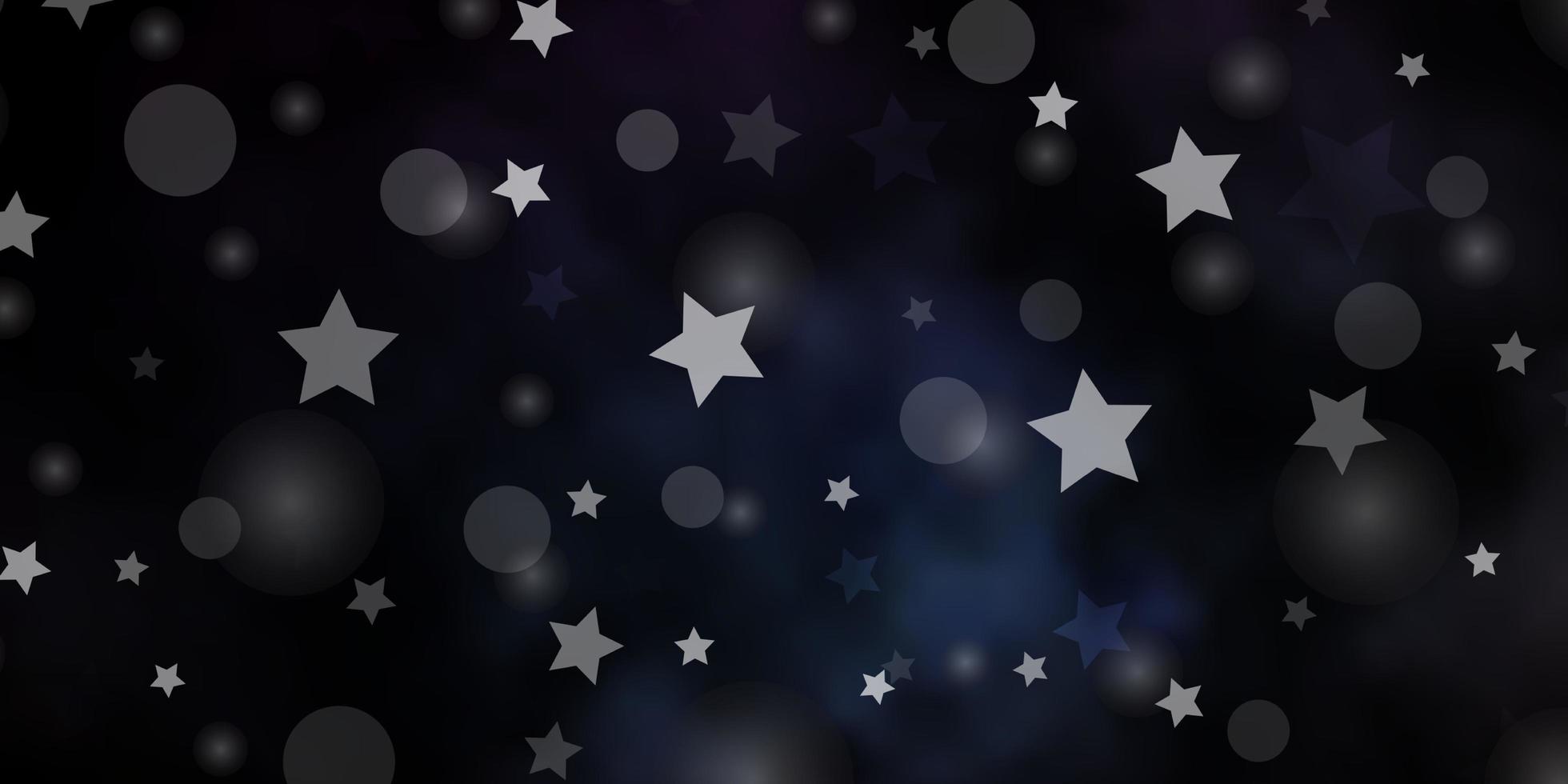 Dark BLUE vector template with circles, stars.