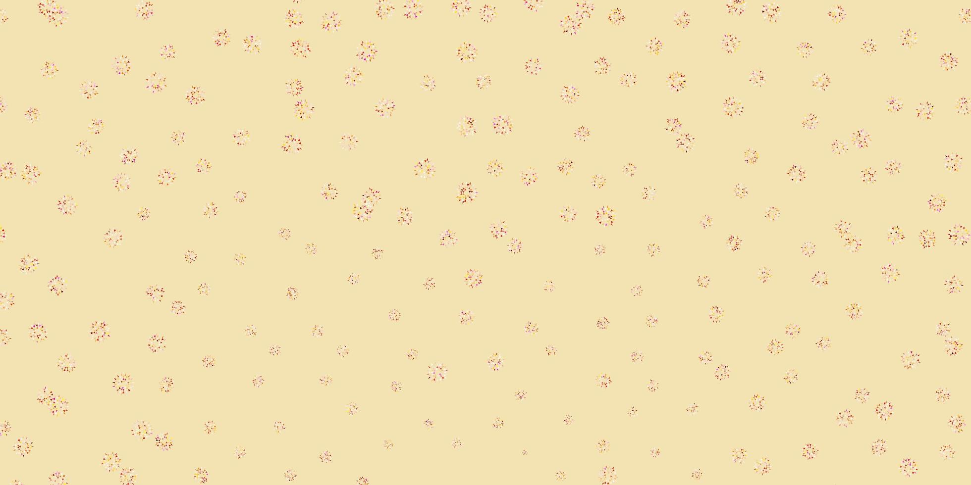 Light red, yellow vector doodle template with flowers.