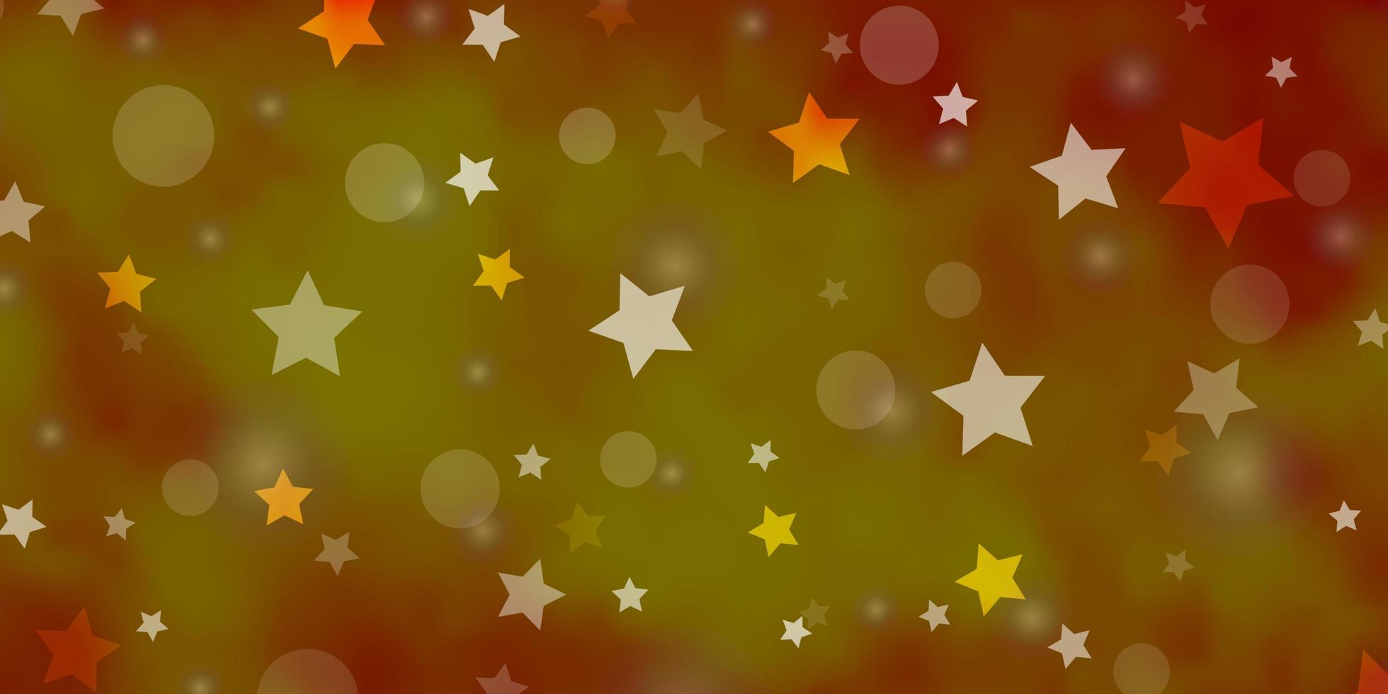 Fondo de vector naranja claro con círculos, estrellas.