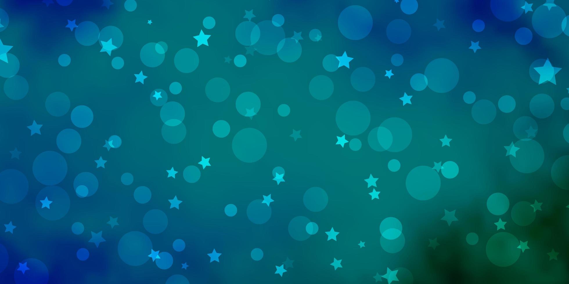 textura de vector azul claro, verde con círculos, estrellas.