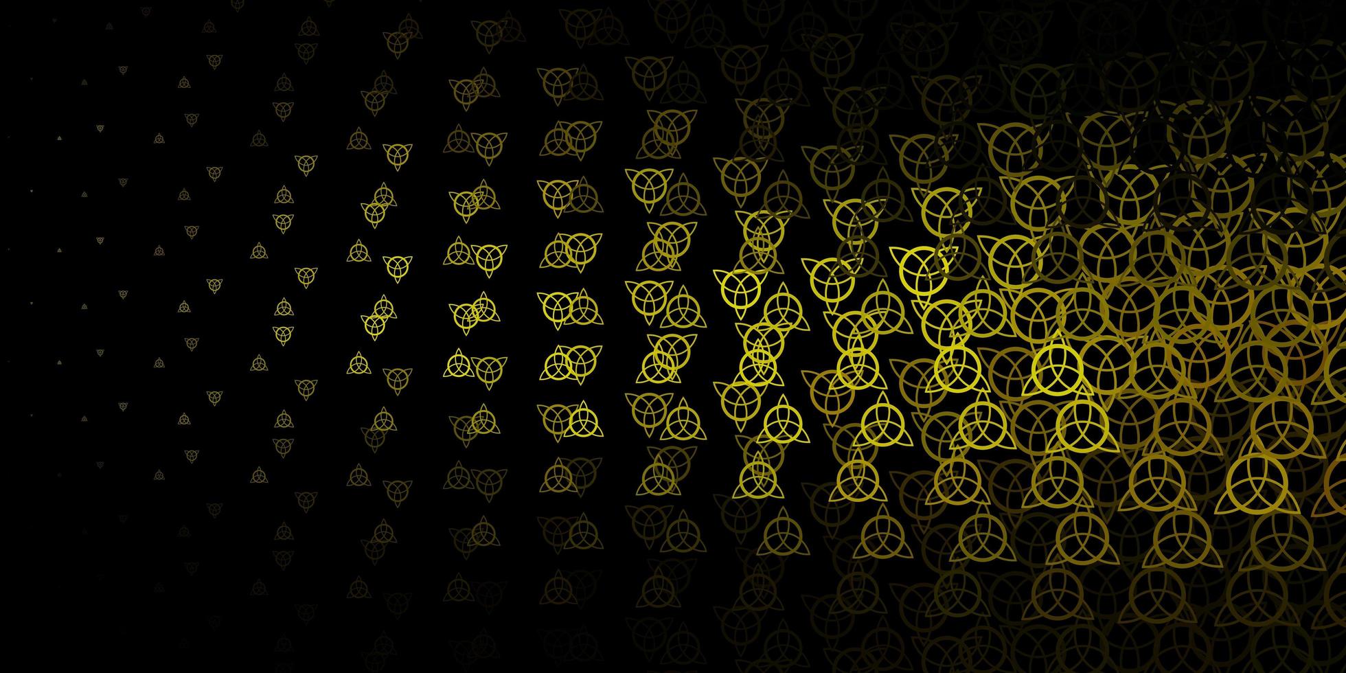 Dark Green, Yellow vector background with occult symbols.