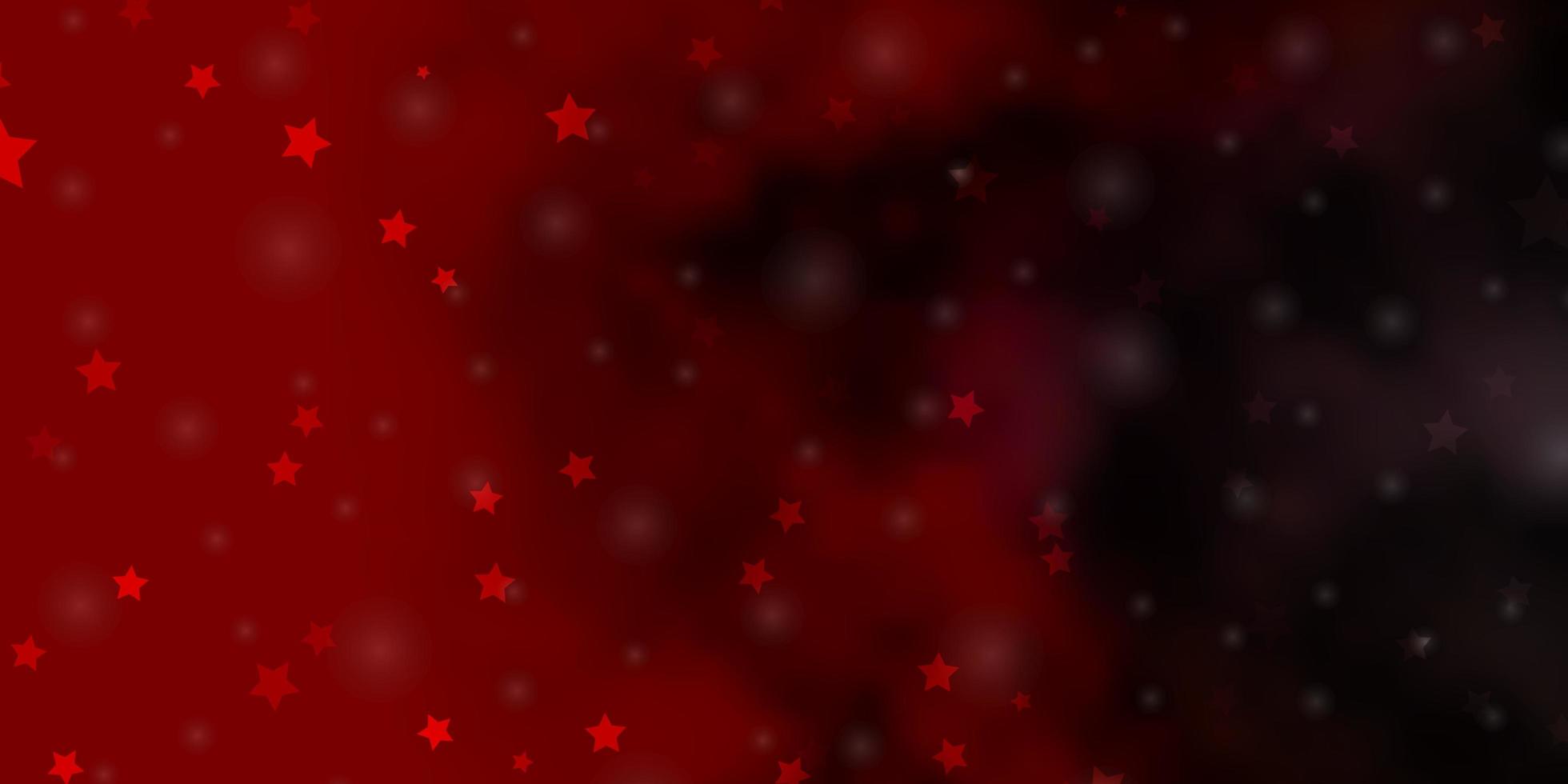 Fondo de vector rojo oscuro con estrellas pequeñas y grandes