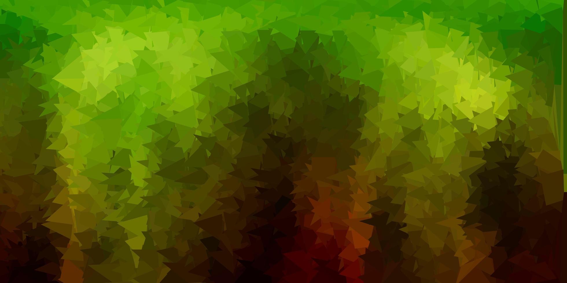 Dark green, yellow vector abstract triangle texture.