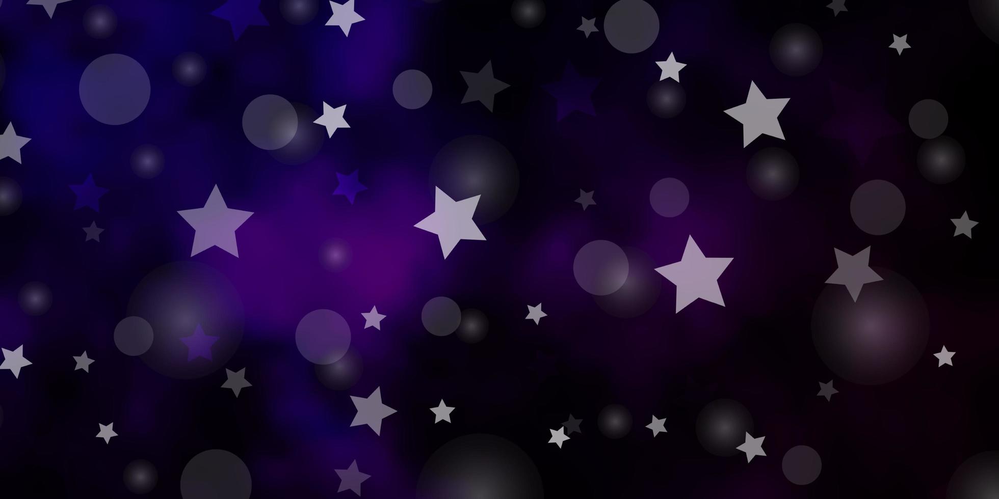 Fondo de vector púrpura oscuro con círculos, estrellas.