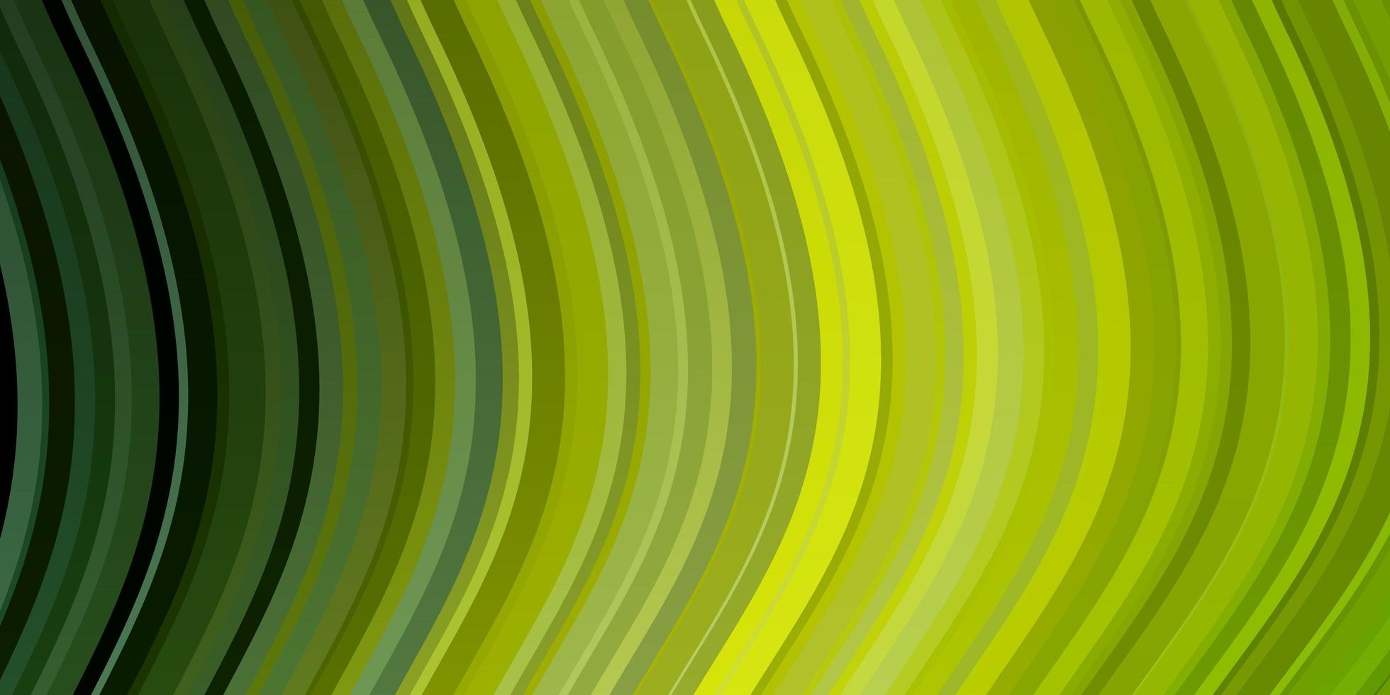 Fondo de vector verde claro, amarillo con líneas curvas.