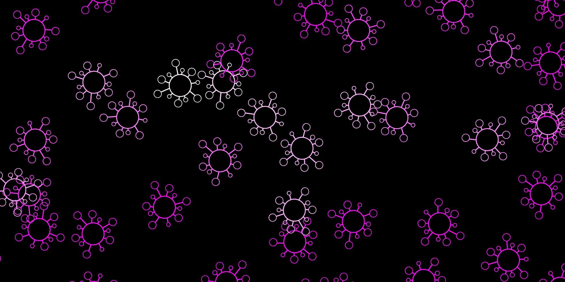 patrón de vector rosa oscuro con elementos de coronavirus