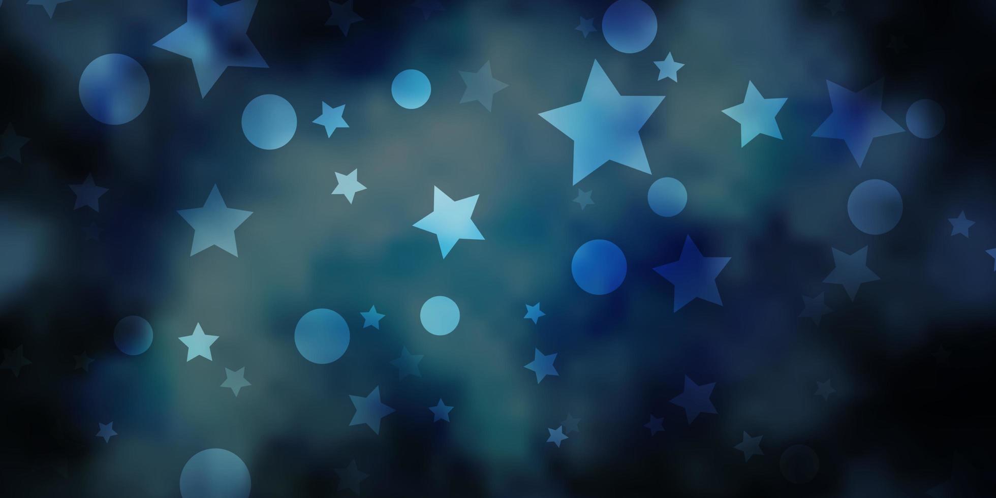 Dark BLUE vector template with circles, stars.