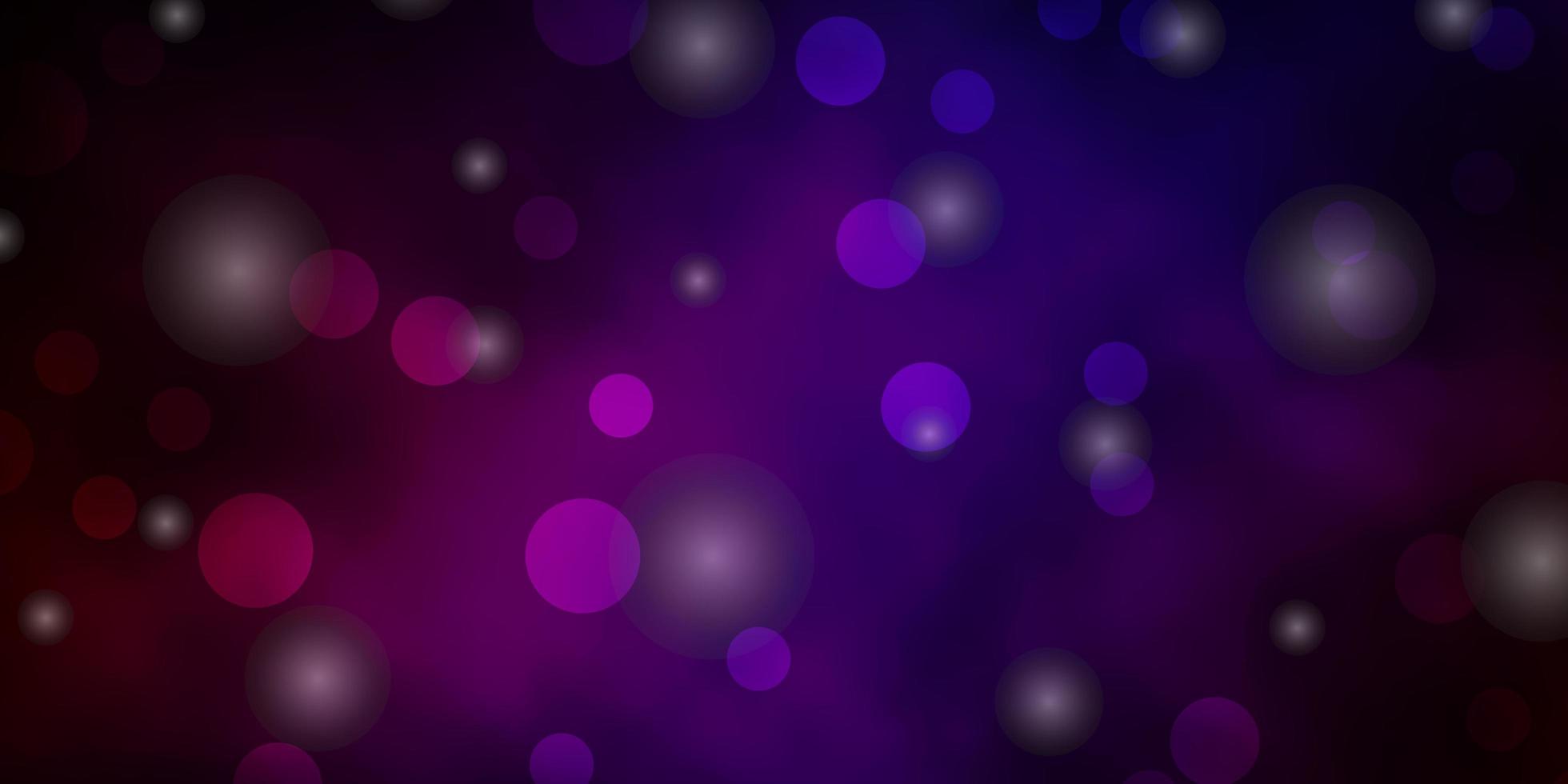 Dark Blue, Red vector background with circles, stars.