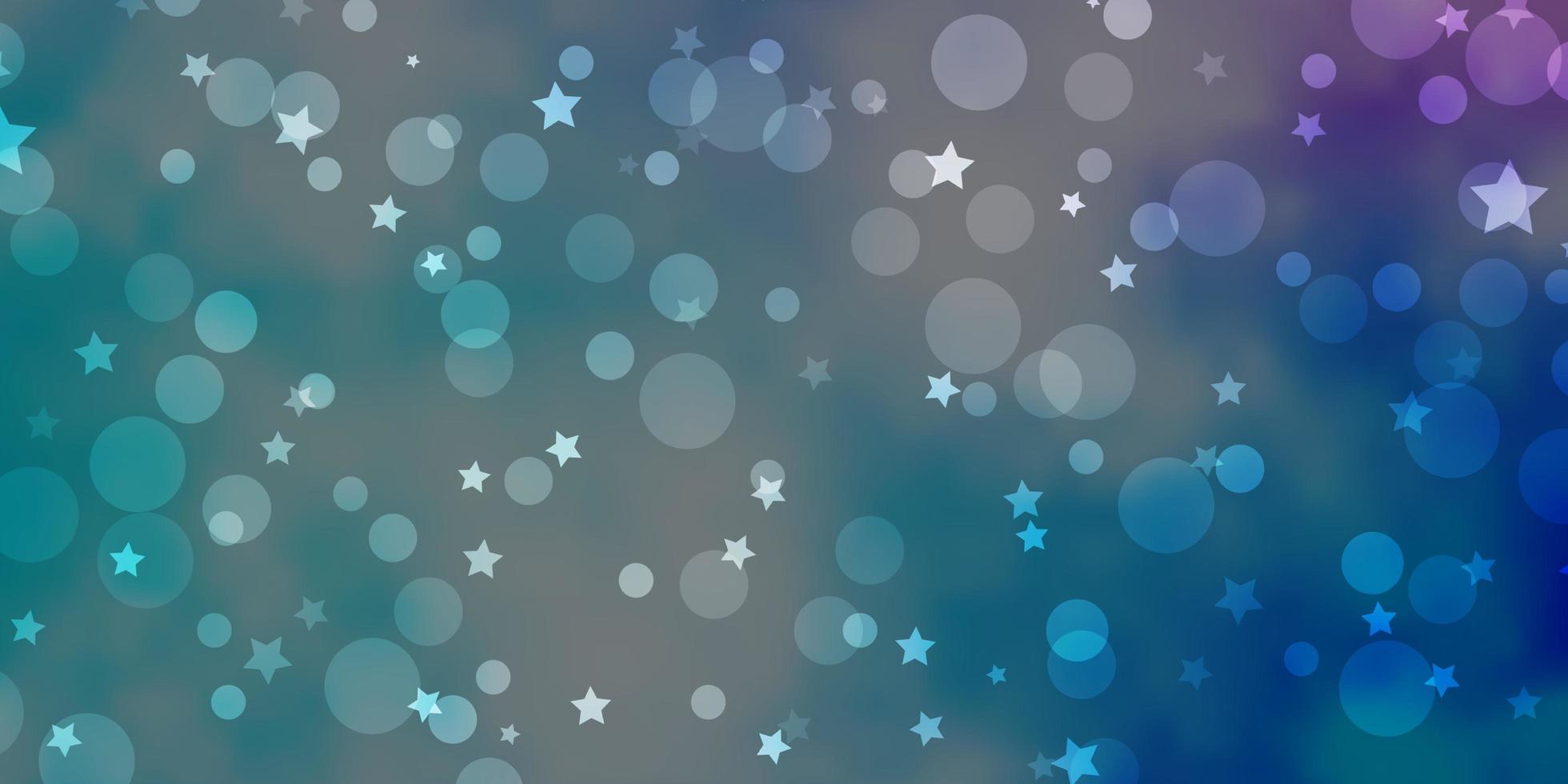 diseño de vector rosa claro, azul con círculos, estrellas.