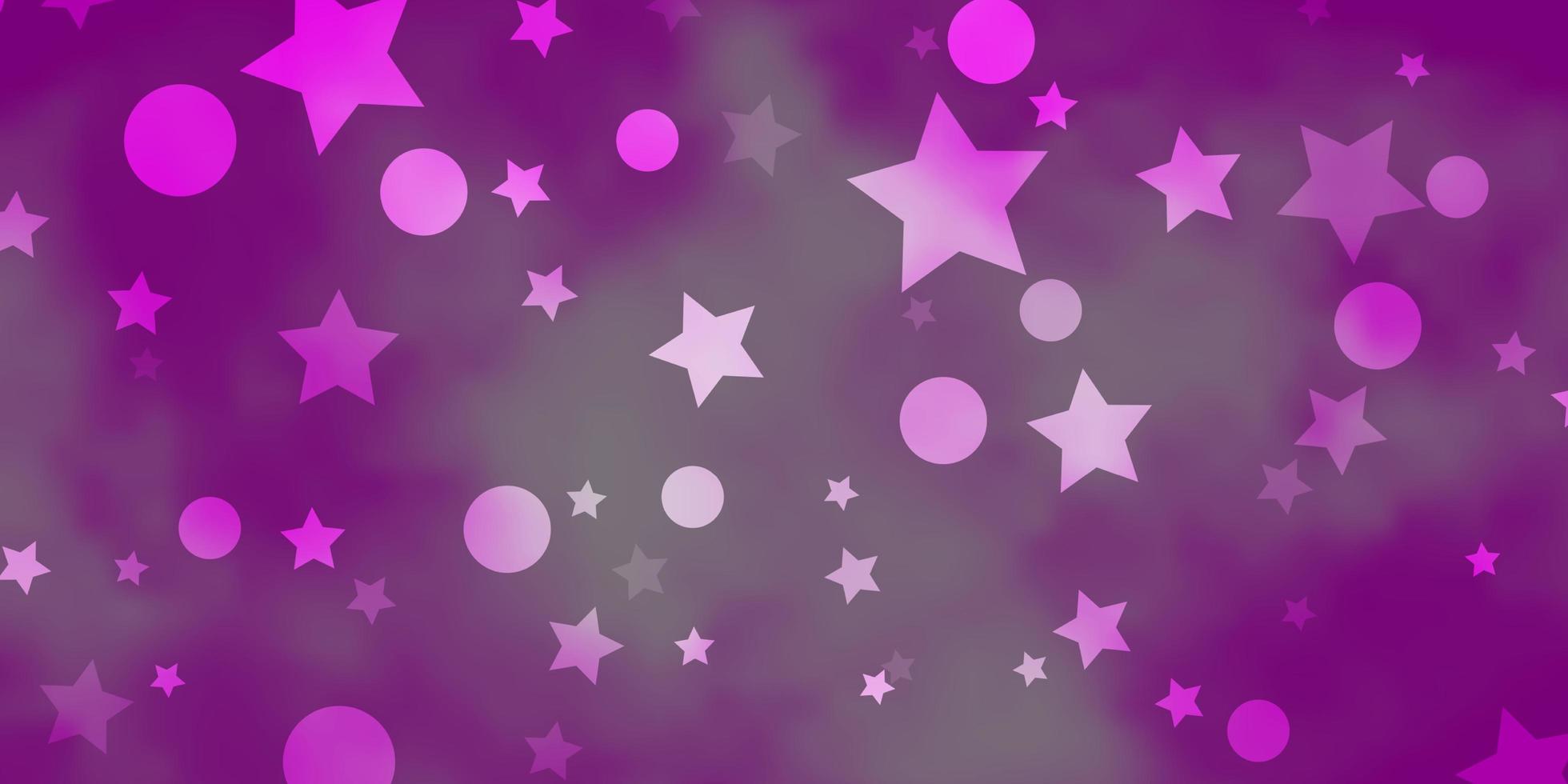 plantilla de vector rosa claro con círculos, estrellas.