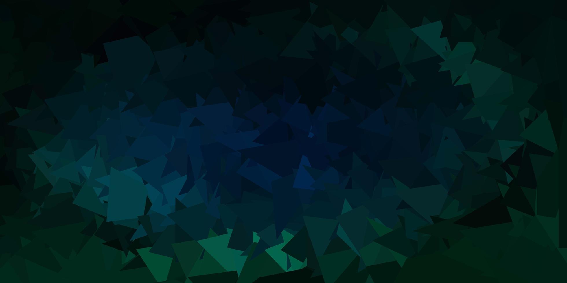 Dark blue, green vector triangle mosaic template.