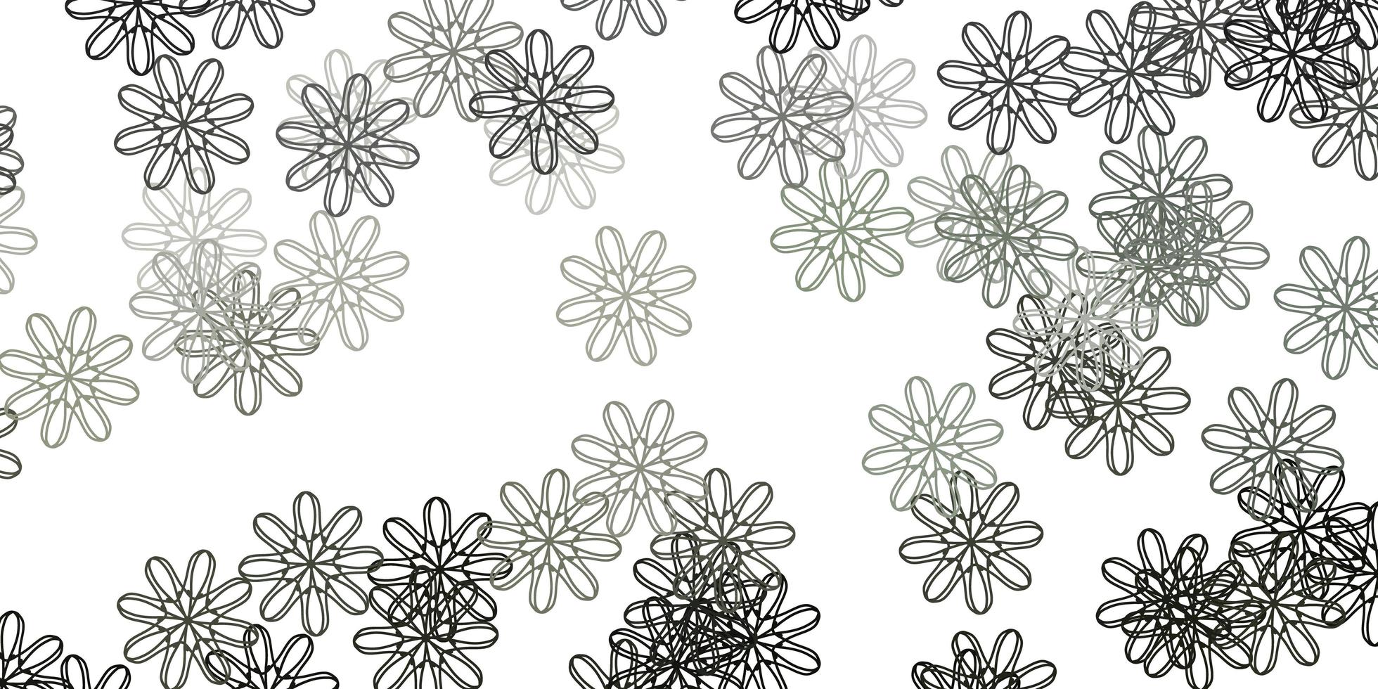textura de doodle de vector gris claro con flores.