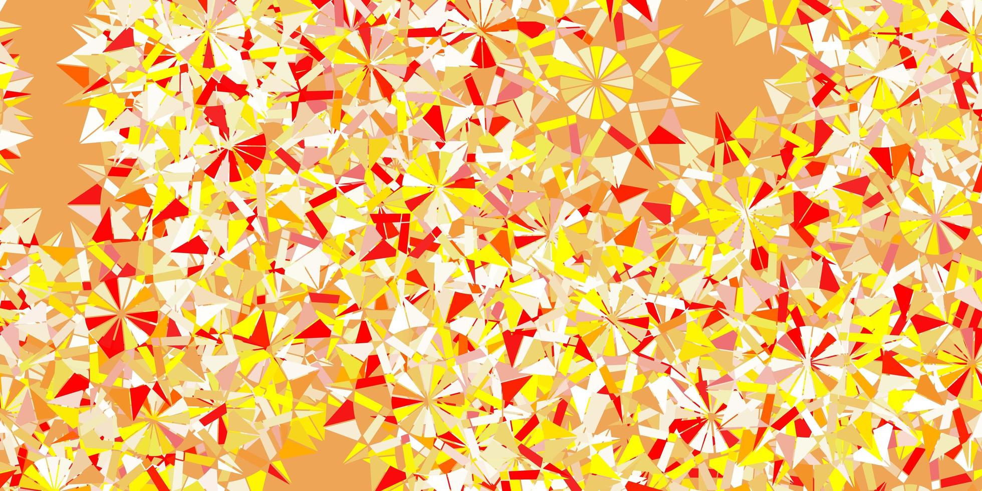 Light red, yellow vector beautiful snowflakes backdrop with flowers.