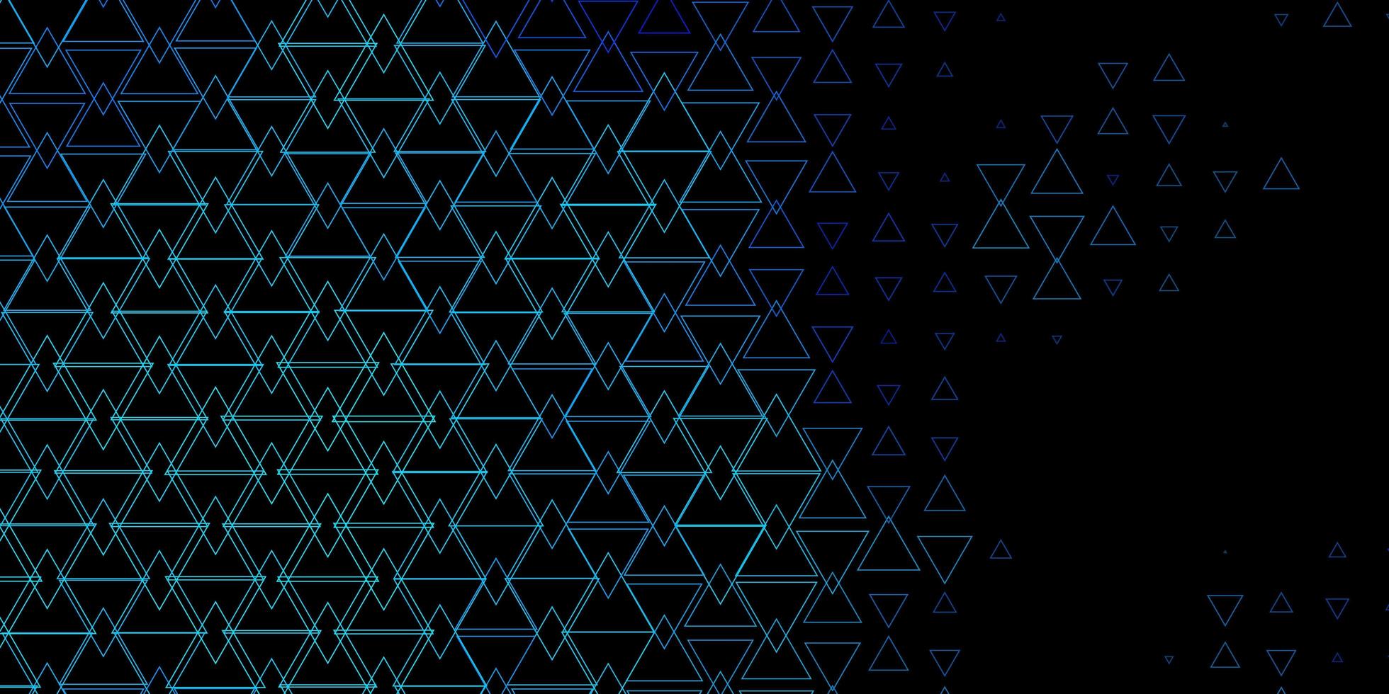 Dark BLUE vector background with lines, triangles.
