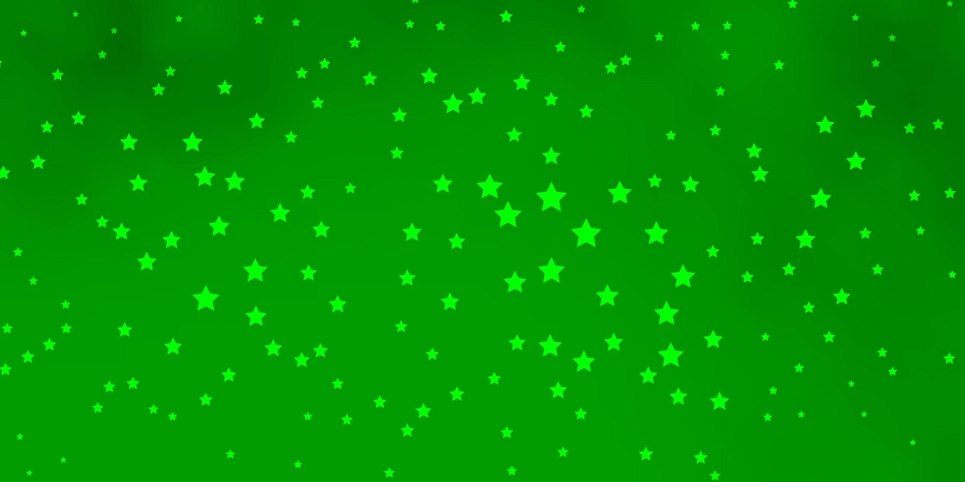 Dark Green vector background with small and big stars.