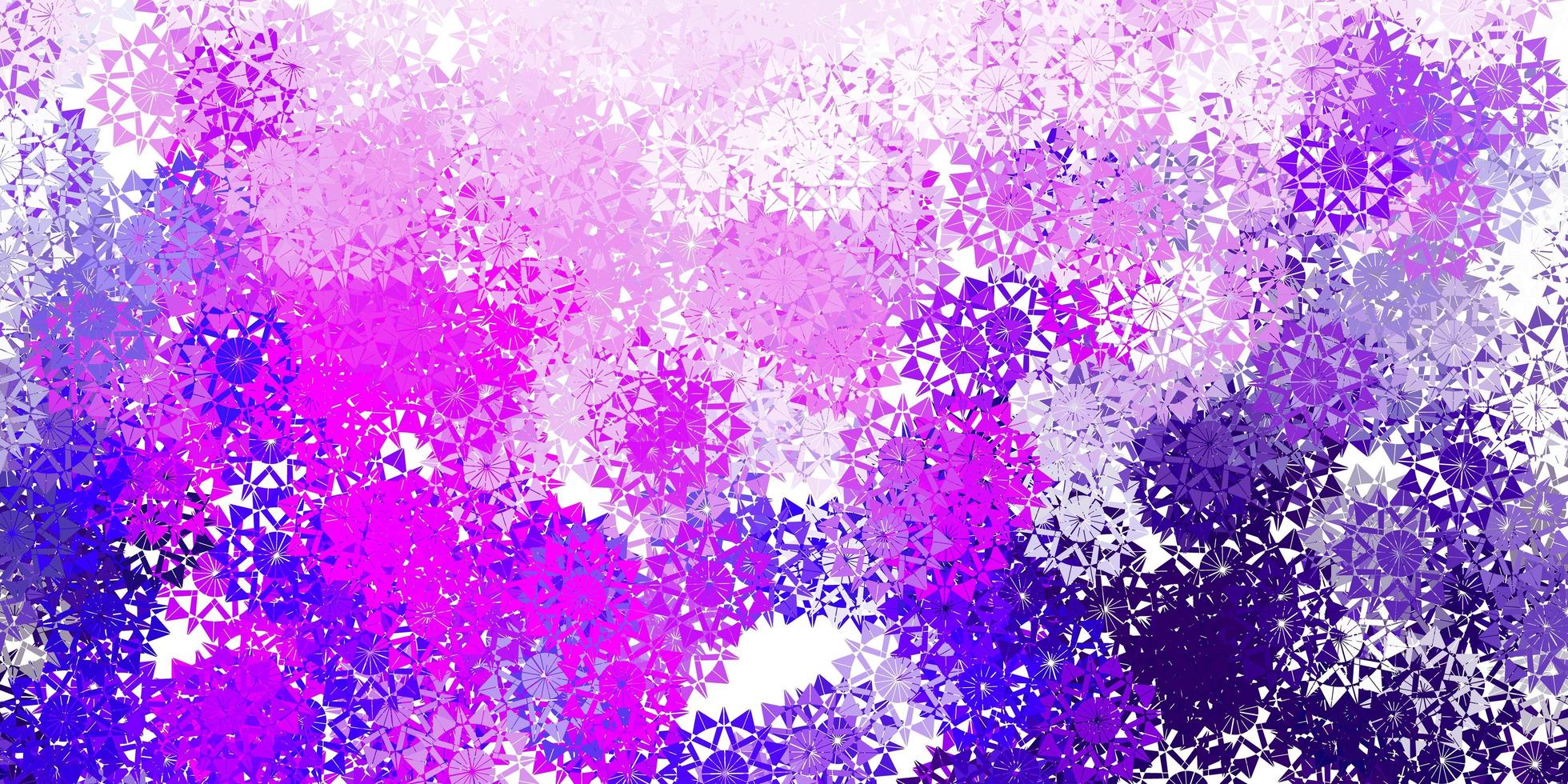 plantilla de vector de color púrpura claro con copos de nieve de hielo.