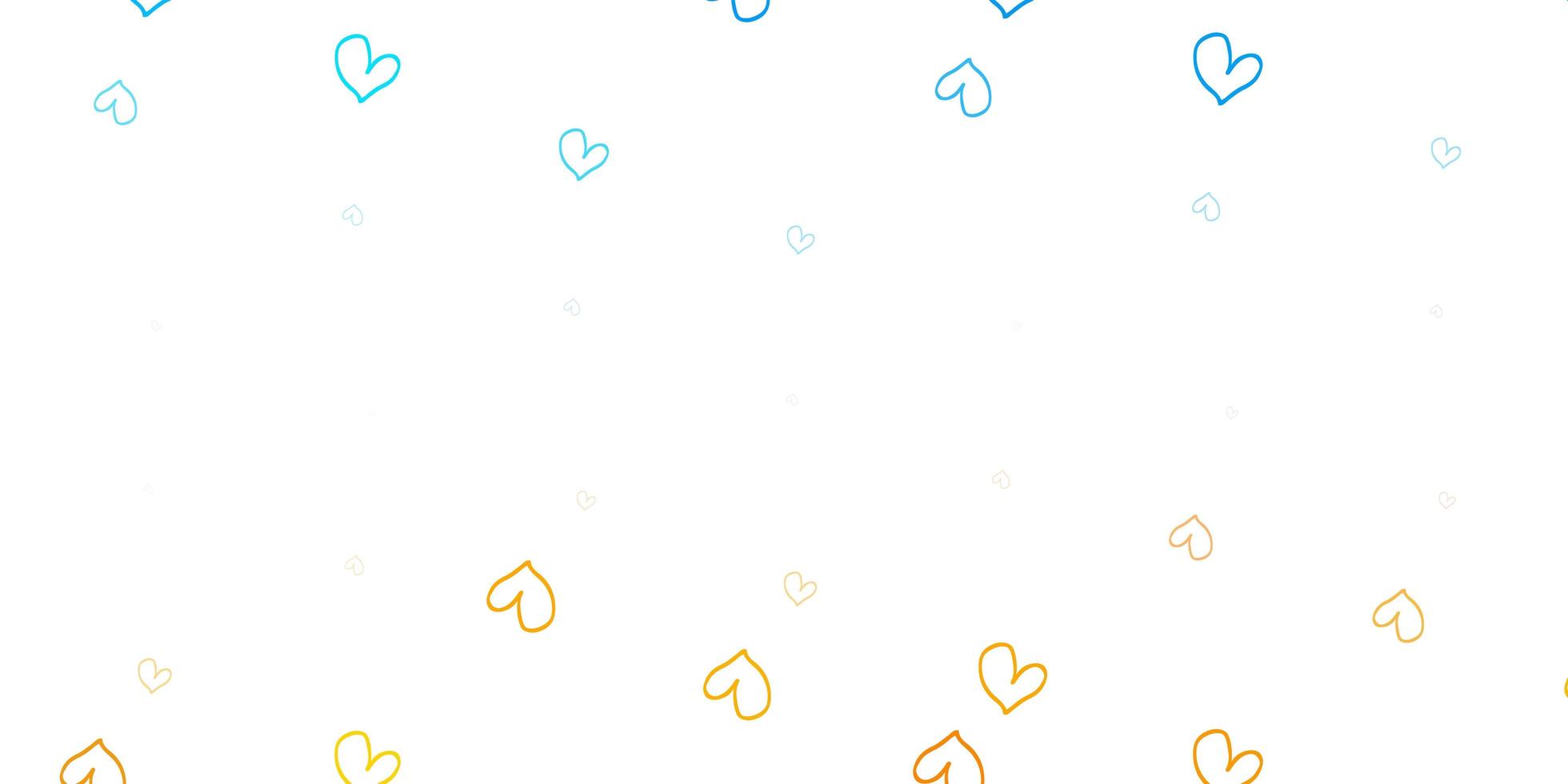 Light Blue, Yellow vector texture with lovely hearts.