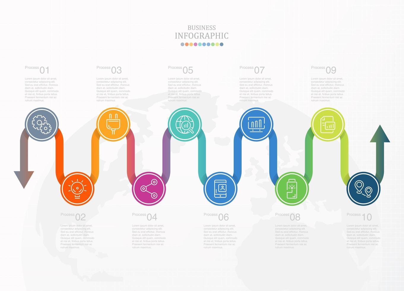 banner de infografía estándar con iconos de negocios vector