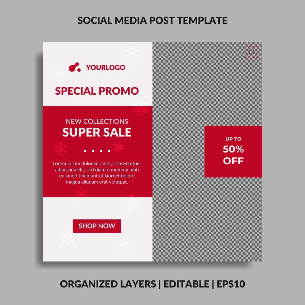 Christmas special promo social media post template vector