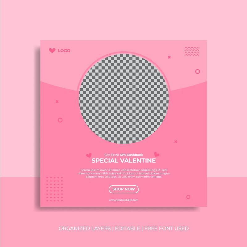 Special Valentine Social Media Post Template vector