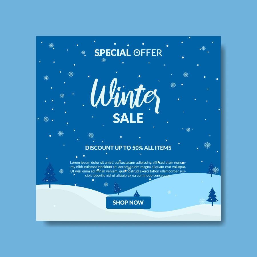 Winter sale social media post template vector