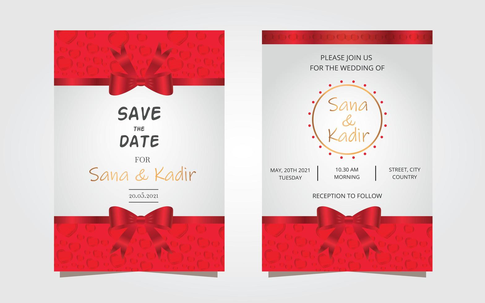 Red Wedding Invitation Modern Design. Wedding Invitation Flyer Modern Design. vector