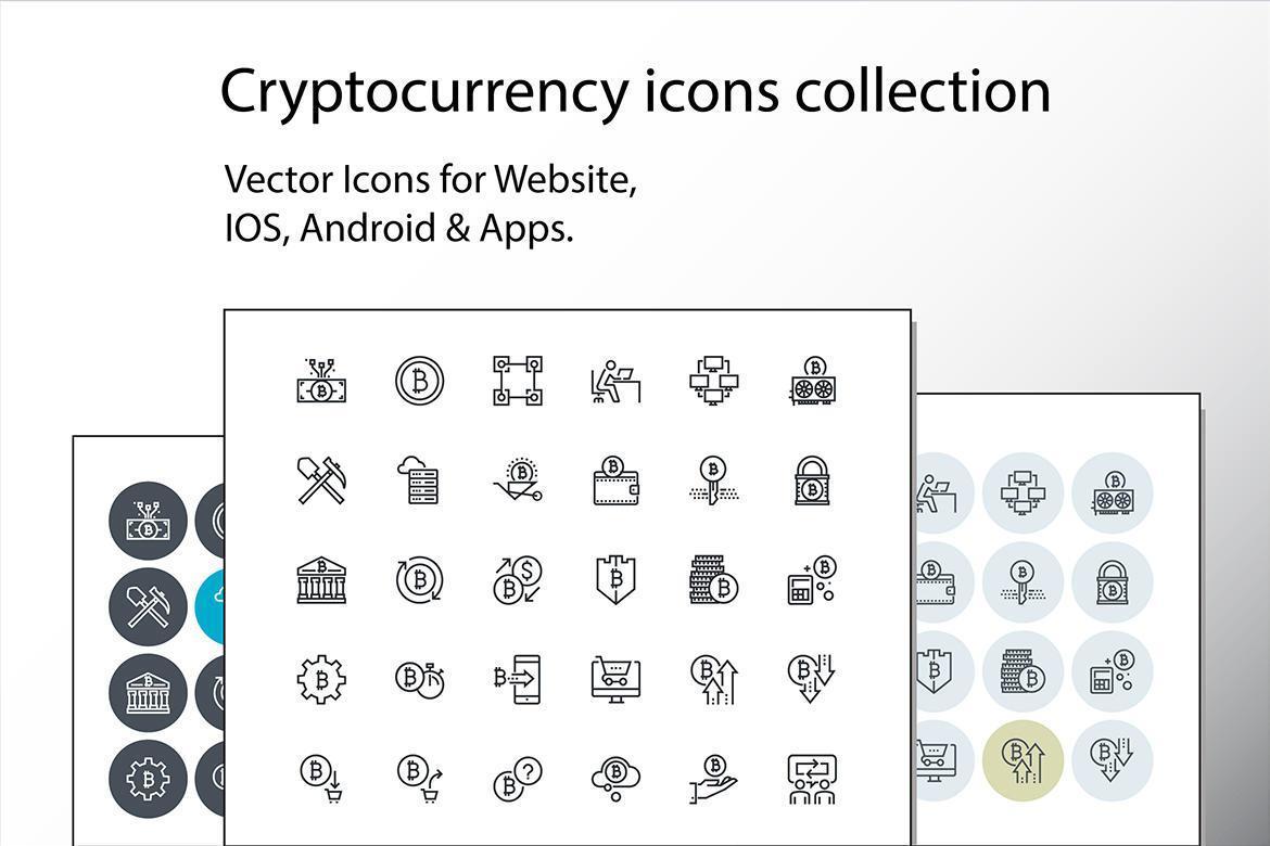 Set of thin line cryptocurrency icons vector