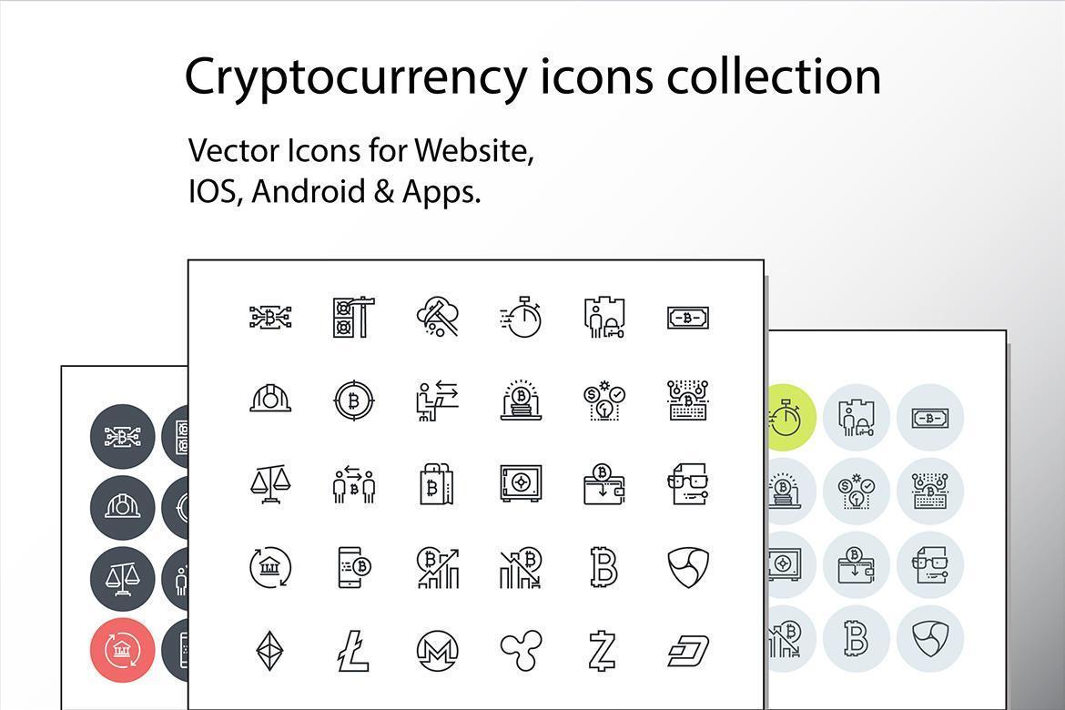 Set of thin line cryptocurrency icons vector